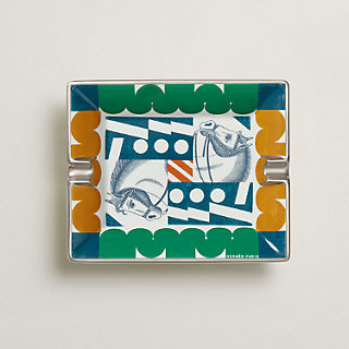 U*☆様 HERMES-PARIS 長方形灰皿 緑と白 cheval-joker-ashtray--314905M